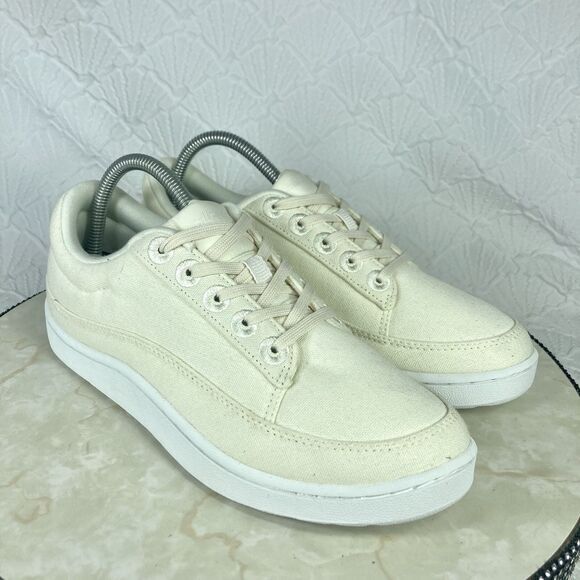 Allbirds Canvas Pacers Walking Sneakers 9 Cream Lace Up Low Top Casual Shoe NEW - Picture 2 of 14